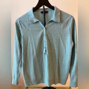 Banana Republic Teal Button-Up Polo Sweater